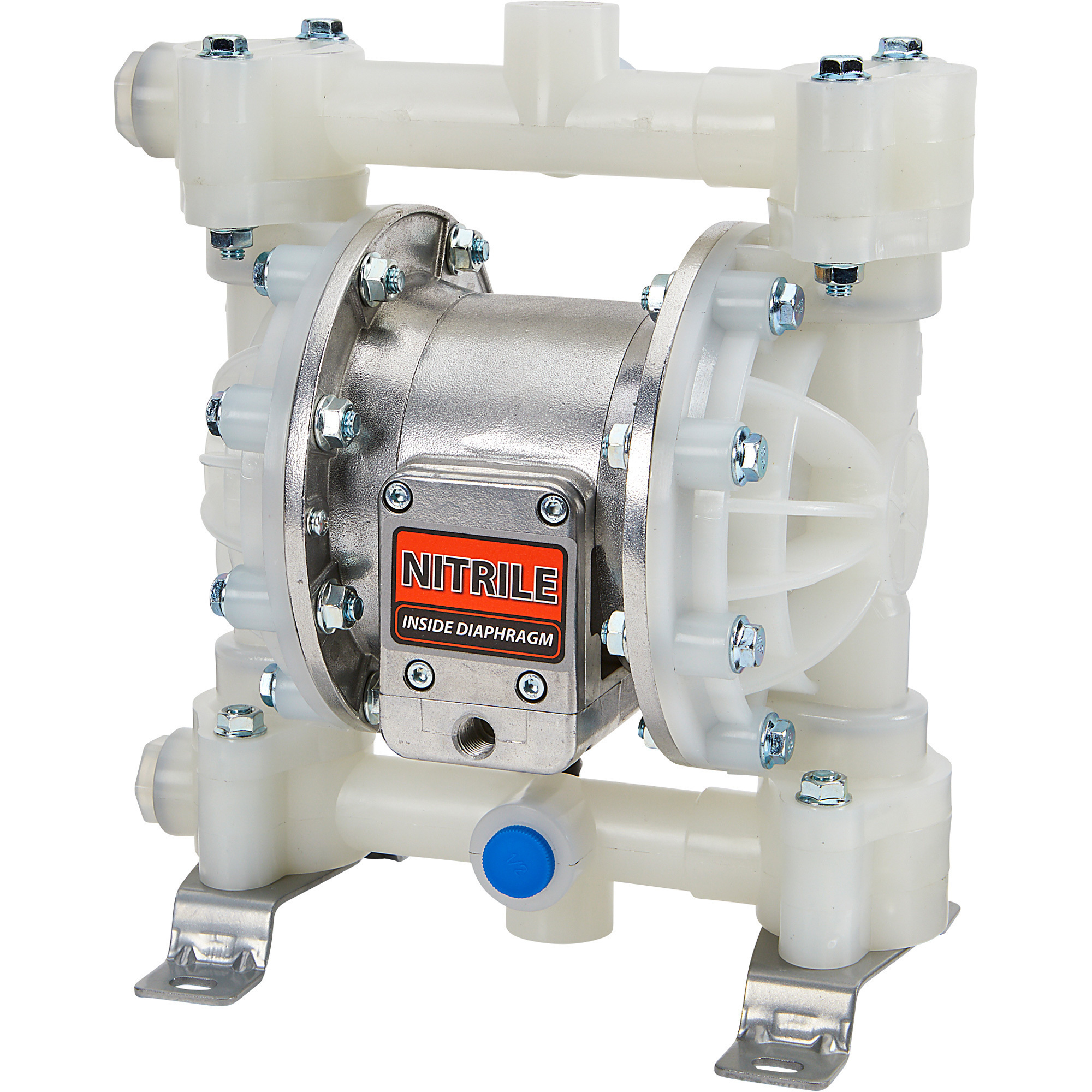 Roughneck Air-Operated Double Diaphragm Pump, 1/2in. Ports, 1/4in. Air Inlet, 12 GPM, Polypropylene